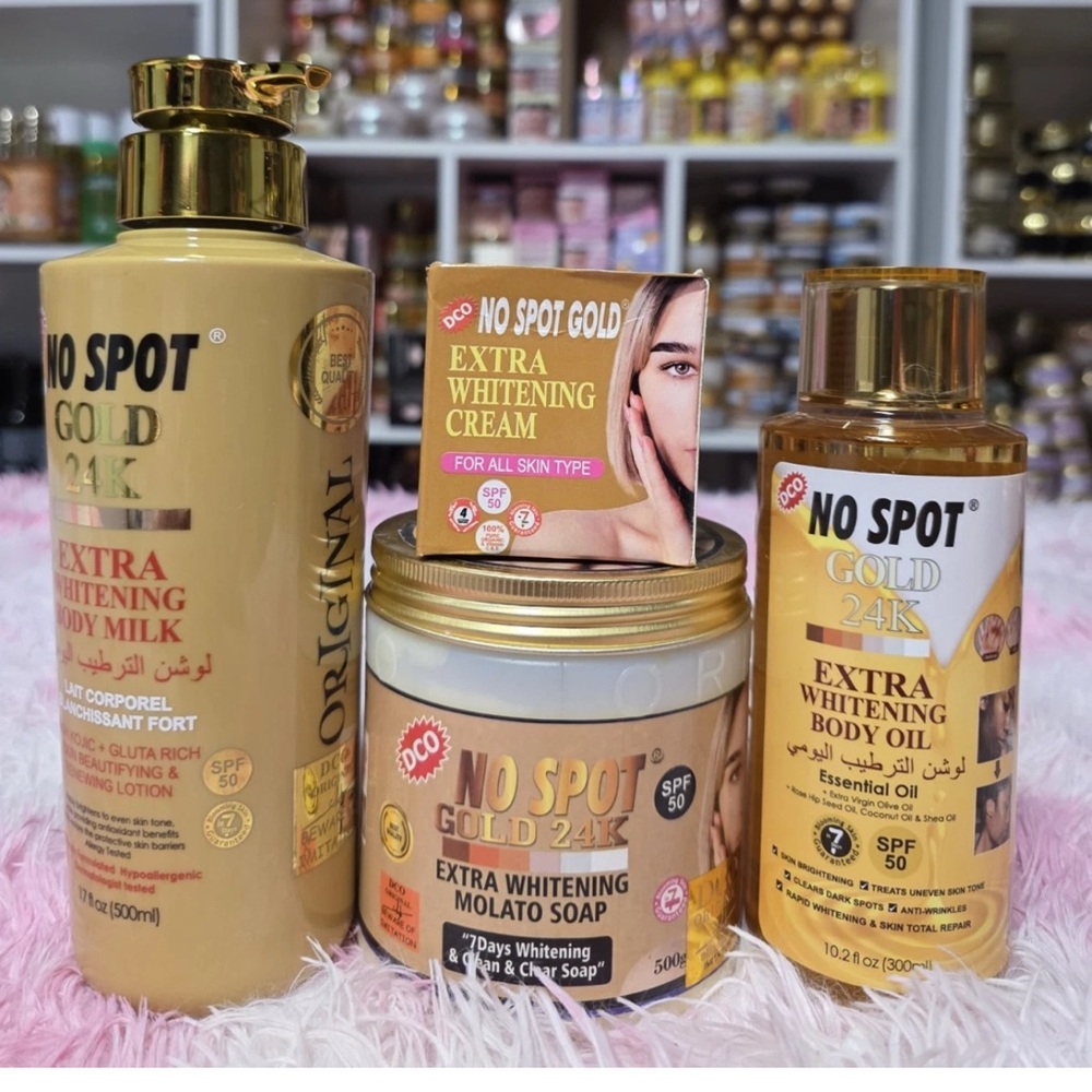 No Spot Gold 24K  Skincare Set lotion, serum , face cream Molato soap 4 set